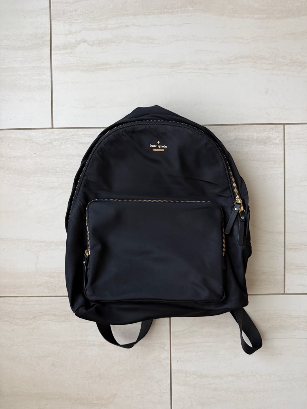 kate spade Black Nylon Backpack with Gold Hardware